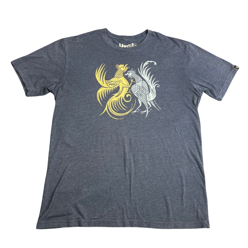 Howler Bros Duke Riley Roosters Graphic Tee Mens Large Heather Navy Blue
